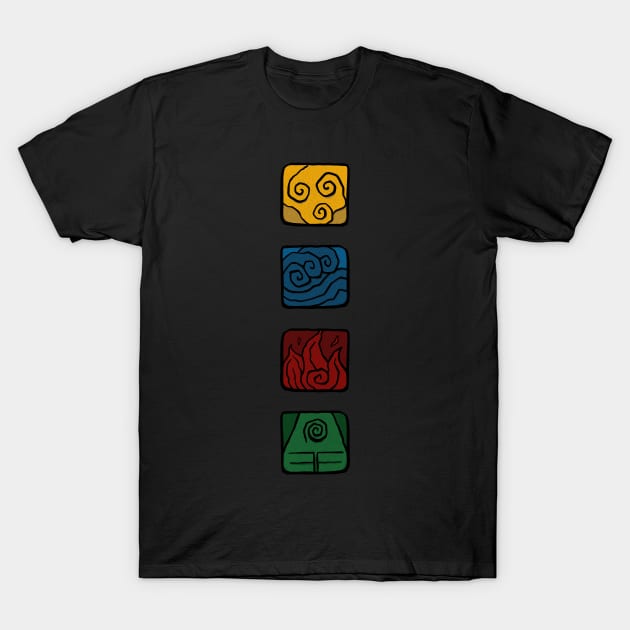 Avatar Elements Last Airbender Anime Show Icons T-Shirt by troylwilkinson